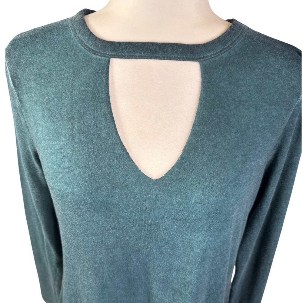 Ultra Flirt NY Women's Teal Long Sleeve Cutout Neck Tunic Top Size Large‎ - Picture 3 of 10